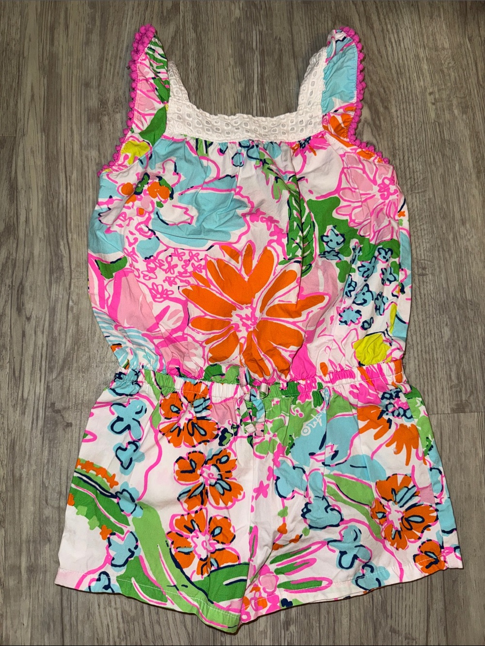 Lilly Pulitzer Bright Floral Pink, Orange & Aqua Girls Romper